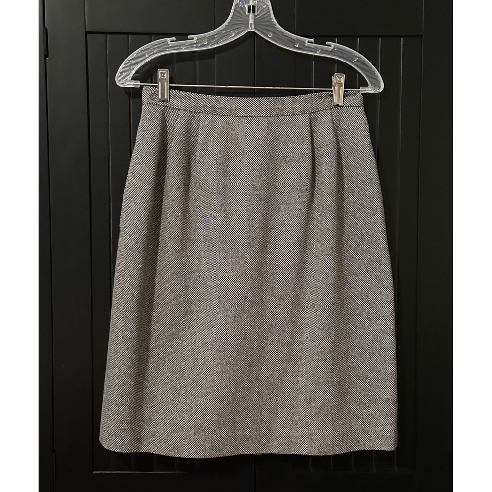 Vintage Wool Pencil Skirt Womens Size 8 Black White Lined Career Classic